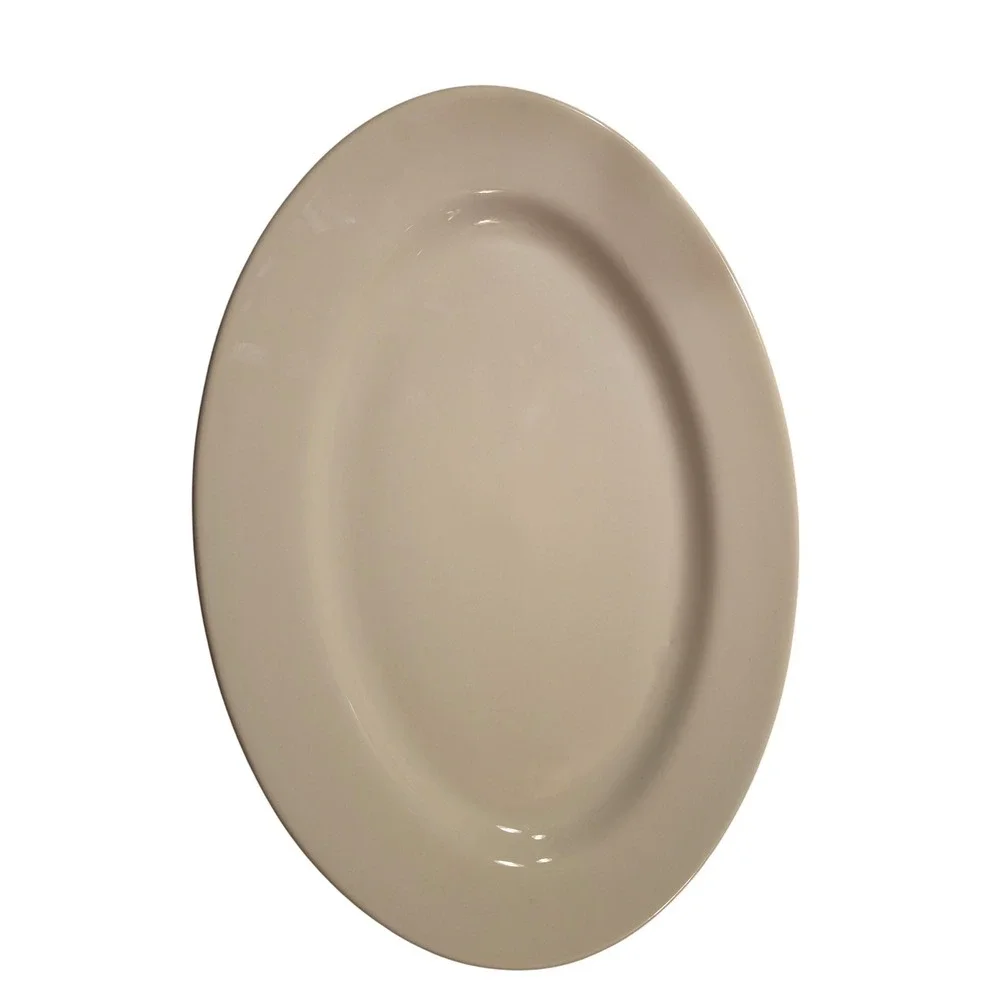 Homer Laughlin China Cream White Oval Serving Platter 15x11 Heavy‎ USA PPC